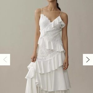 Anthropologie Asymmetrical White Ruffle Dress